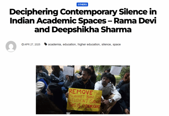 <strong>Devi, Rama.</strong> 2025. “Deciphering Contemporary Silence in Indian Academic Spaces” <em> Doing Sociology. </em>